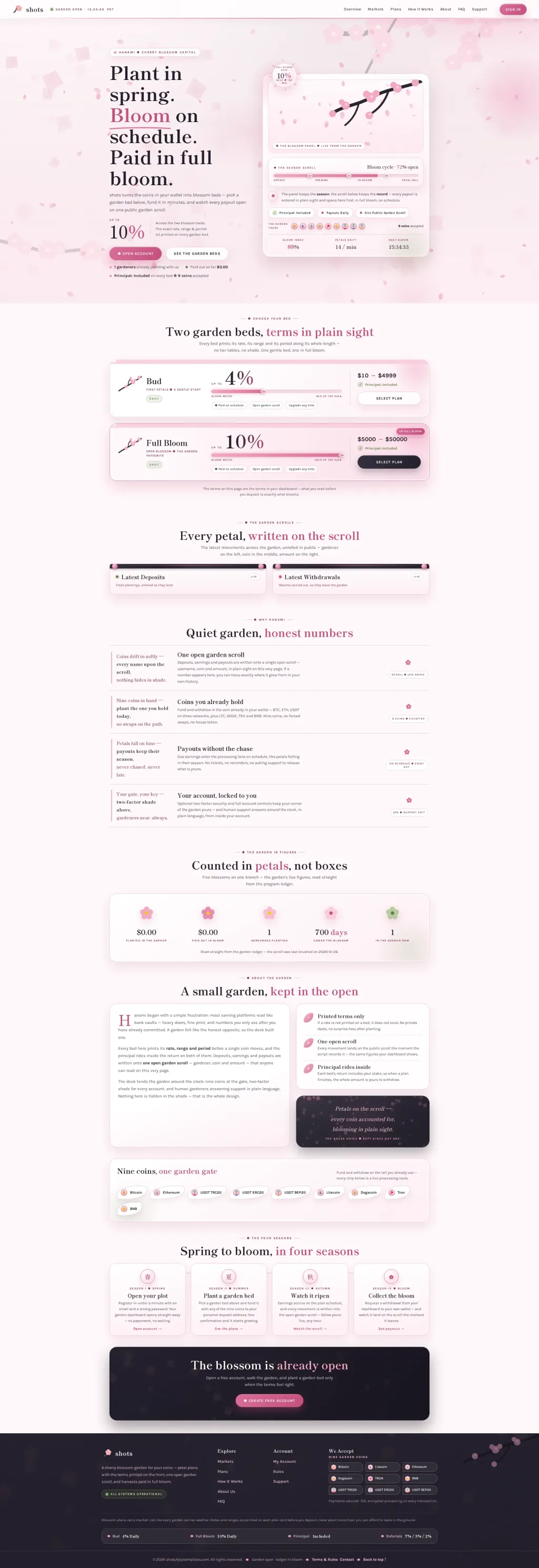 HANAMI — HYIP Template Pack — GoldCoders HYIP template preview (H-TPL30)